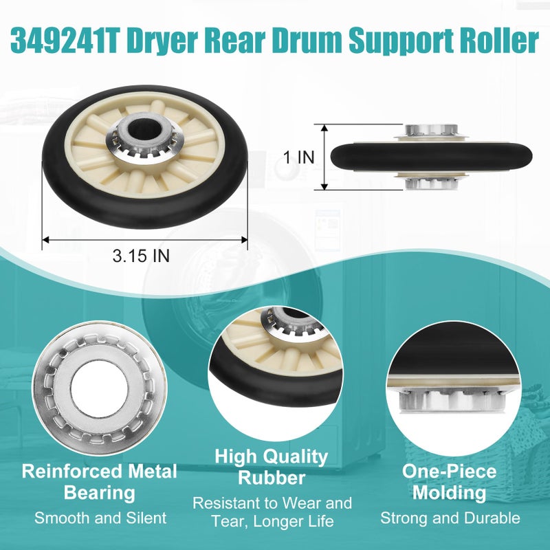 Iococee Upgraded 4392065 Dryer Repair Kit Including 691366 Idler Pulley, 341241 Dryer Belt, 349241t Roller, Dryer Parts for Whirlpool Kenmore Roper Maytag Sears Amana, Replaces AP3131942 AP6010582 WP691366 - Image 3